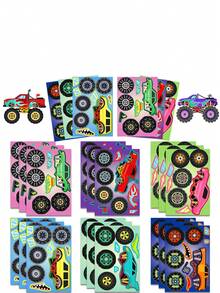 8入組創意卡通大腳怪物車拼圖貼紙diy拼貼貼紙 - 彩色 - 查看 3