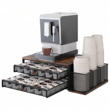 K Cup Holder, 60 Capacity Coffee Pod Holder, Coffee Pods Drawer Organizer For Countertop, Coffee Bar Station Organizer With Disposable Cups Lids Holder, Black - Black - View 2