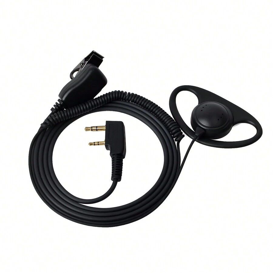 Uayesok標準baofeng Uv5r Uv82 888s Retevis Jw雙向無線電d型耳機彎曲對講機耳機,帶麥克風 - 黑色 - 查看 1