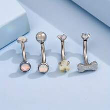 Bộ 4 khuyên xỏ môi hình bầu trời đầy sao bằng thép không gỉ bất đối xứng, tuyệt vời cho trang phục hàng ngày của phụ nữ - Màu vàng - Xem 13