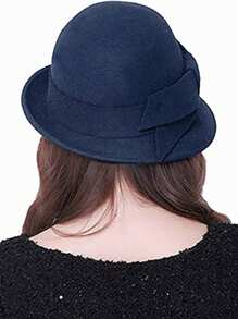 HIMESPORT Knitted Felt Wedding Bridal Cloche Fedoras Hat For Women Ladies Bowler Derby Hats With Bowknot Cocktail Tea Party Dress Elegant Derby Cap