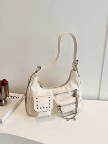 Women's Y2k Style Versatile And Pu Crossbody Bag - Beige - View 5