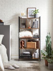 VASAGLE Meuble de Rangement, Bibliothèque, Étagère 5 Niveaux, avec Compartiments Ouverts, pour Bureau, Salon, Chambre, Style Industriel, Marron Rustique et Noir - Tabac - Voir 3