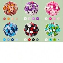 40入組12mm矽膠間距珠,適用於diy珠寶製作,項鍊,手鐲配件 - 彩色 - 查看 3