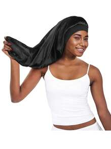 2 件装女士长帽 - 可调节宽边弹性护发罩，适用于卷发护理、睡眠和家庭使用 | 舒适造型设计 - 彩色 - 查看 5