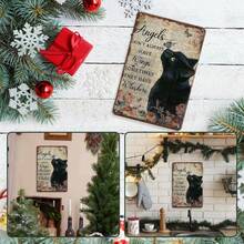 1 件复古金属标牌，天使并不总是有翅膀，有时他们有胡须 - 12x8 英寸猫海报，黑猫礼物，卧室，客厅墙壁装饰，随机孔样式 - 多色3 - 查看 6