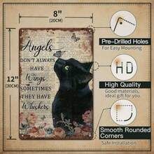 1 件复古金属标牌，天使并不总是有翅膀，有时他们有胡须 - 12x8 英寸猫海报，黑猫礼物，卧室，客厅墙壁装饰，随机孔样式 - 多色3 - 查看 2