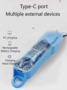 1pc Clear Model Electric Hair Clipper For Body Hair With Lcd Display - Blue - View 9