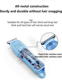 1pc Clear Model Electric Hair Clipper For Body Hair With Lcd Display - Blue - View 8