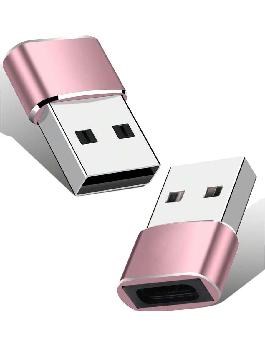 USB C 母口转 USB 公口适配器，Type-C 母口转 USB 公口适配器，Type C 转 USB A 充电转换器，兼容 15 Plus 13 12 11 Pro Max，兼容三星 Galaxy S23 S22 S21 S20 Ultra，兼容 Series 7 8 SE，iPad Air USB C 母口转 USB 公口适配器套装 [铝合金外壳，旅行必备] Type C 充电线电源转换器 CarPlay 等。 - 粉色 - 查看 1