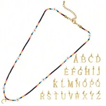 1PC Tiny Daisy Flower Stack Rainbow Seed Multi Color Fashion 2024 New Handcrafted 26 Letter Beaded Necklaces For Women - Multicolor - View 31