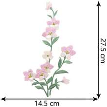 1pc Pink & Blue Embroidery Flower Cloth Patch With Adhesive Back