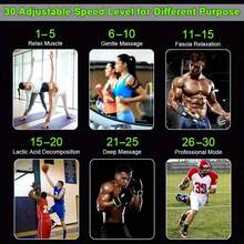 按摩槍深層組織電動肌肉按摩器，具有30個可調節的速度，高清觸摸屏，2500mAh鋰離子電池，高強度專業筋膜槍手持按摩，無線便攜筋膜槍，6個按摩頭，包括收納袋 - 黑色 - 查看 12