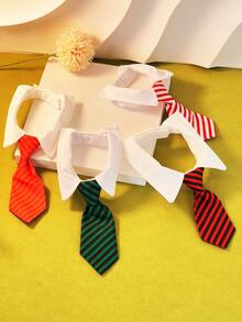 1入口寵物項圈斜紋領巾/圍巾,英倫風格條紋設計,適用於狗和貓 - 綠色 - 查看 5