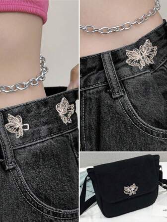 1pc High Quality Flower Waist Tightener Buckle Pants Pins Collar Buttons Brooch Pins For Women Durable Fashion Detachable Pant Clip For Jeans, Skirts, Pants Bag Accessories For Girl Student Women Travel Accessories Travel Outdoor