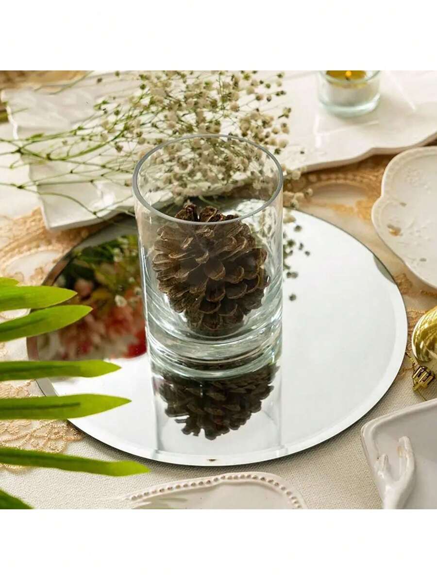 1pc Acrylic Round Mirror Plate Centerpiece Decoration For Wedding Dinner Party Candle Display, Diy Craft Accessory Best Gifts,Wedding Decor,Home Decor ,Room Decor Birthday Decorations Party Decorations Bachelorette - Transparent - View 1