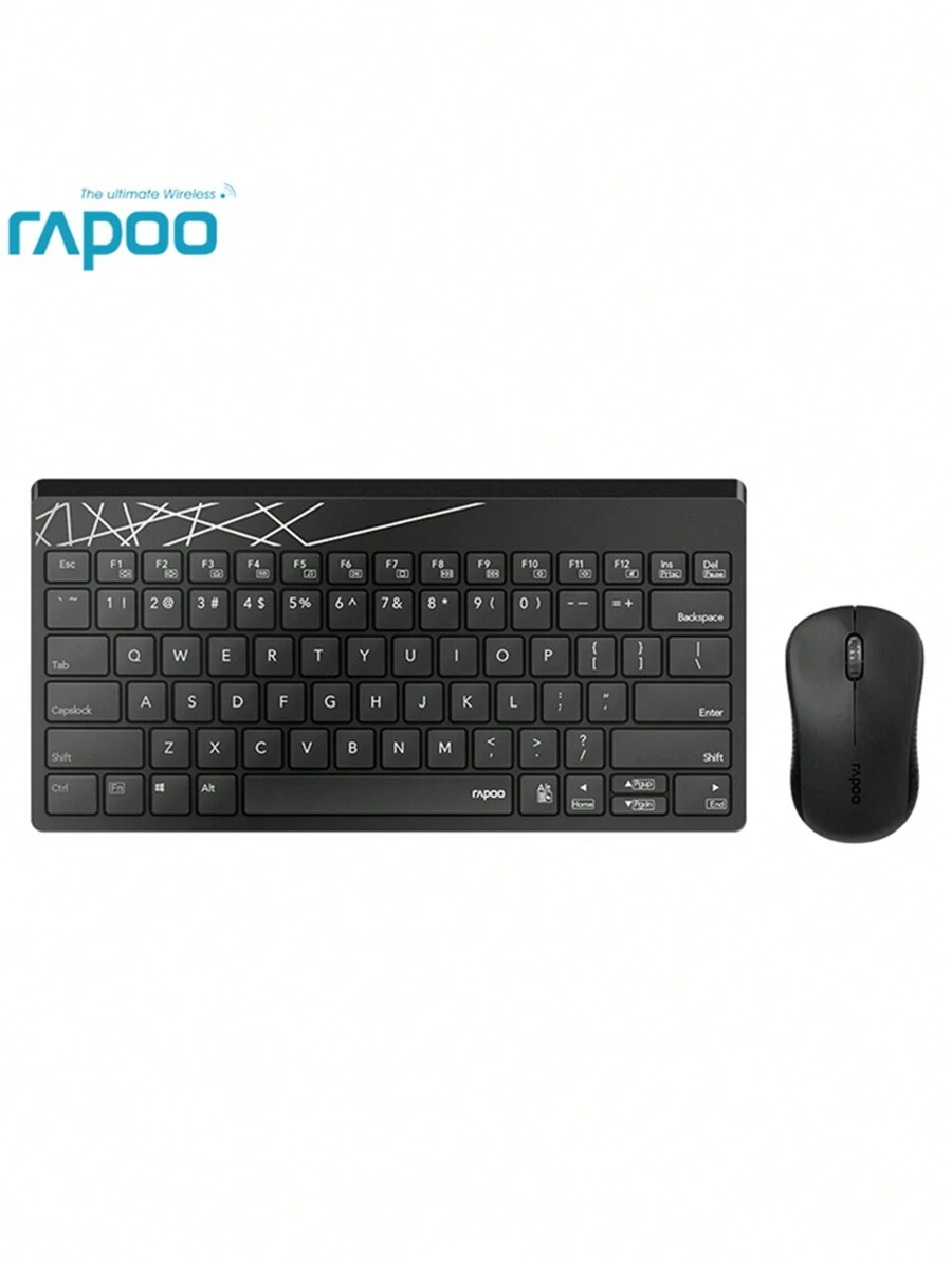 Rapoo 8000s多模式無線藍牙鍵鼠組合, 可在藍牙和2.4g之間自由切換,可連接3個設備,黑色（適用於電腦/手機）