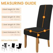 Große Größe Stuhlhussen,6PCS Stretch Esszimmerstühle Schonbezüge Elastische Abnehmbare Waschbar Stuhlschoner Für Esszimmer, Hotel, Bankett, Zeremonie(6 Pack) - Schwarz - Übersicht 6