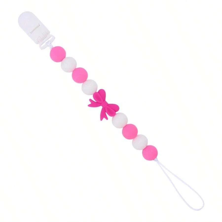 1pc Kids' Anti-Slip Plastic Hair Clip For Arts And Crafts, With Colorful Beads Of Butterfly & Silicon - Rose Red - View 1