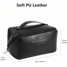 Bolsa de Cosméticos de Viaje Grande y Multifuncional para Mujeres - Estuche de Maquillaje en Piel Sintética con Asa y Divisor, Ideal para Organización de Cosméticos
