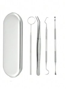 Dental Tools Teeth Cleaning Tools Stainless Steel Dental Scraper, Scaler Pick Plaque Remover Set, Living Room Home Bedroom Bathroom House Decor, Travel Stuff, Wedding, Party, Birthday, Gifts For Men Mom Dad Friends, New Years, Accessories, Funny Gift - Silver - View 14