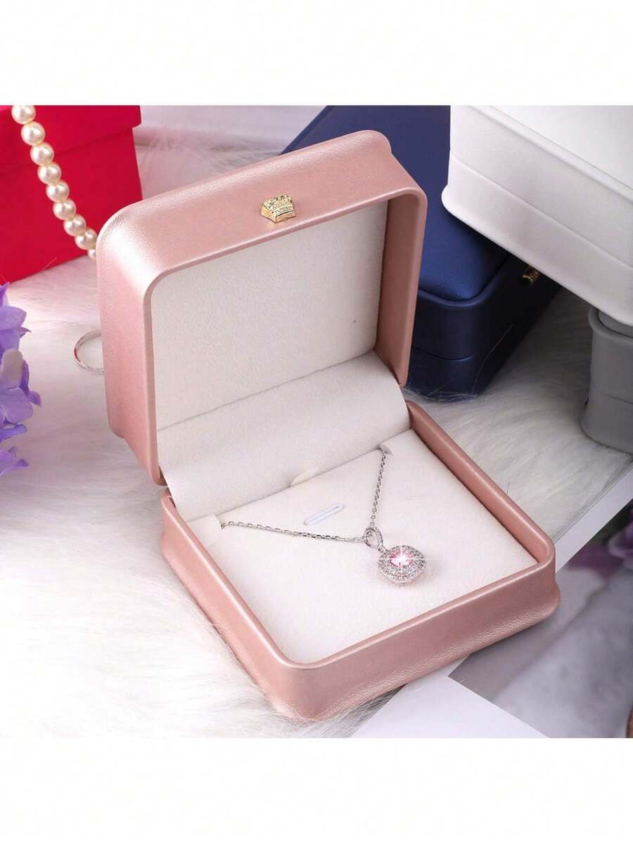 1pc Pendant Box Necklace Bracelet Gift Box Jewelry Box PU Leather Chain Box Jewelry Display Box Suitable For Wedding Christmas Valentine's Day Engagement Proposal - Pendant Box - View 1