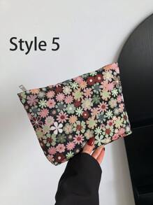 1入組,travelwant拉鍊化妝包,印花化妝包,旅行盥洗用品收納袋,大容量帆布化妝包,女孩男孩禮物攜帶型筆袋