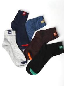 5 Pairs Men's Mid-Calf Socks Breathable Absorbent Odor-Resistant Sports Long Socks - Multicolor - View 2