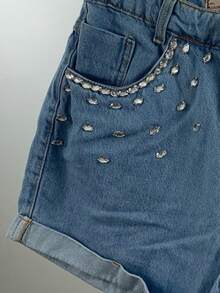 Women Denim Shorts - Rửa trung bình - Xem 7