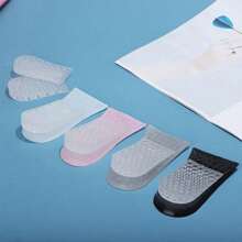 1 Paire De Semelles Intérieures Et Talonnettes En Gel De Silicone Pour Augmenter La Hauteur Des Chaussures, Noir