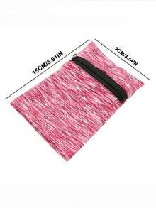 1個戶外運動手腕袋,彈性緊身迷你跑步手臂袋手機座臂帶鑰匙包男女通用 - 玫紅色 - 查看 2