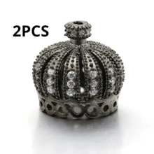 2pcs Jewelry Accessory Brass Cubic Zirconia Spacer Beads - 2 Pieces Of Hat Beads - View 8