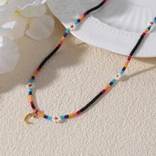 1PC Tiny Daisy Flower Stack Rainbow Seed Multi Color Fashion 2024 New Handcrafted 26 Letter Beaded Necklaces For Women - Multicolor - View 5