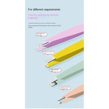 4pcs/Set White Leather Case Kit, Precision Colorful Eyebrow Clip, Hair Remover Tweezers, False Eyelash Tool, Angled Tip Epilator, For Men