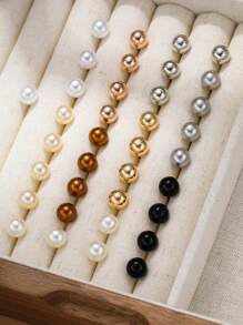 36pcs/Set Fashionable Simple Faux Pearl Stud Earrings For Holiday Party, Dating, And Daily Wear