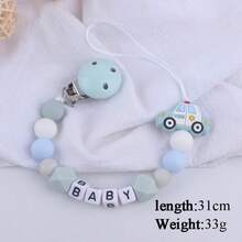 1pc New Creative Cartoon Patrol Car Themed Silicone Beaded Children's Diy Handmade Jewelry With Wood Clip To Prevent Losing Jewelry - Grey - View 6