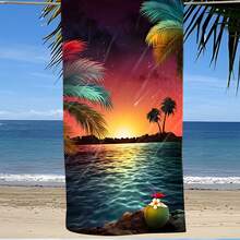 1pc Landscape Pattern Beach Towel, Modern Microfiber Bath Towel For Holiday, Camping, Swimming, Bathing, Gift - Multicolor - View 3