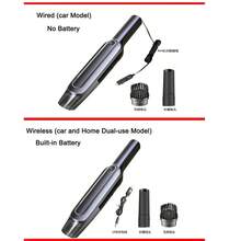 便攜手持式汽車吸塵器,家用小型高效吸塵器,可連接車載電源或室內插座供電,abs可充電乾濕雙用塵吸器 - 黑色 - 查看 7