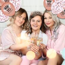 女性生日禮物,包括生日腰帶、生日皇冠、蛋糕上飾品、數碼鋁膜氣球、乳膠氣球、卡牌和蠟燭套裝,顏色為玫瑰金 - 香檳色 - 查看 3