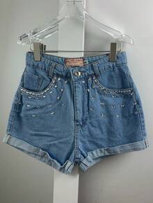 Women Denim Shorts - Rửa trung bình - Xem 5
