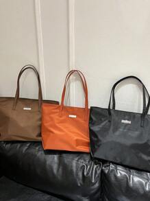 New Fashion Women's Shoulder Bag, Large Capacity Nylon Tote Bag Suitable For Daily Shopping, School Or Commutingback To School,Business Casual, Suitable For Teen Girls Women College StudentsWork , Business, Commute,Outdoors, Travel, Outings, Fashionable Tote Bag With Zipper - Black - View 3