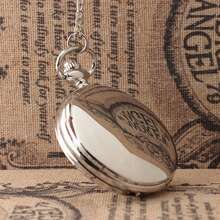 1pc Vintage Pocket Watch With Smooth Roman Numerals Surface, Quartz Movement, Glass Mirror And Alloy Circular Case For Women, Retro Style For Students - Silver - View 3