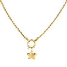 1條不鏽鋼空心心形女士頸鏈,扭轉式鏈條,鎖形星形吊墜頸鏈珠寶 - Hollow - 查看 12