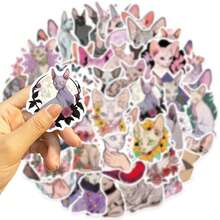 50入組/包sphinx Cat防水diy創意塗鴉貼紙,適用於吉他/滑板/水瓶/保護帽/雪板/筆電/手機/冰箱/行李箱/塗鴉貼紙,是完美的禮物 - 彩色 - 查看 9