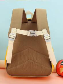 Cartoon Printed Cloth Material Cute Children's Backpack, Suitable For Kindergarten And Primary School - Khaki - View 4