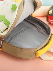 Cartoon Printed Cloth Material Cute Children's Backpack, Suitable For Kindergarten And Primary School - Khaki - View 5