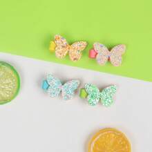 1套/10入少女可愛洋蔥粉色閃爍蝴蝶夾,適合日常使用 - 彩色 - 查看 4