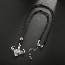 1pc Fashionable Exaggerated Hip-Hop Style Personalized Muscle Arm Pendant Necklace For Men, Daily Wear And Bar Accessorizing - Antique Silver - View 1