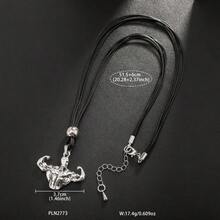 1pc Fashionable Exaggerated Hip-Hop Style Personalized Muscle Arm Pendant Necklace For Men, Daily Wear And Bar Accessorizing - Antique Silver - View 5