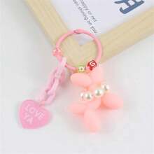 1pc Lady's Cute Puppy Keychain New Pendant Heart Shape Accessory For Bag Diy Phone Case Chain, Couple Gift - Multicolor - View 9